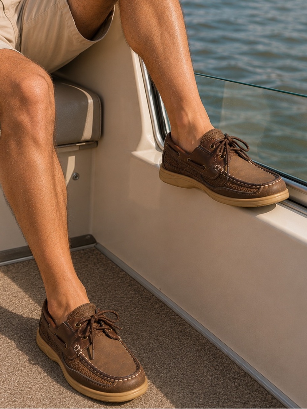 Magellan Outdoors Leather Boat Shoes Men’s 9 Brown Lace Up Deck Moc Casual